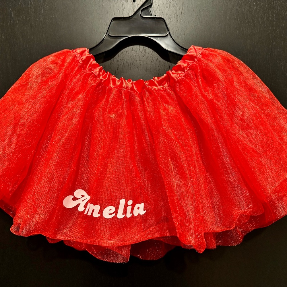 Red Tulle Skirt with Custom Name “Amelia”